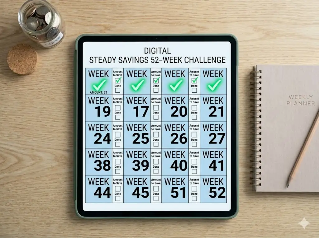 The Ultimate 52 Week Money Saving Challenge to Fund Your Side Hustle